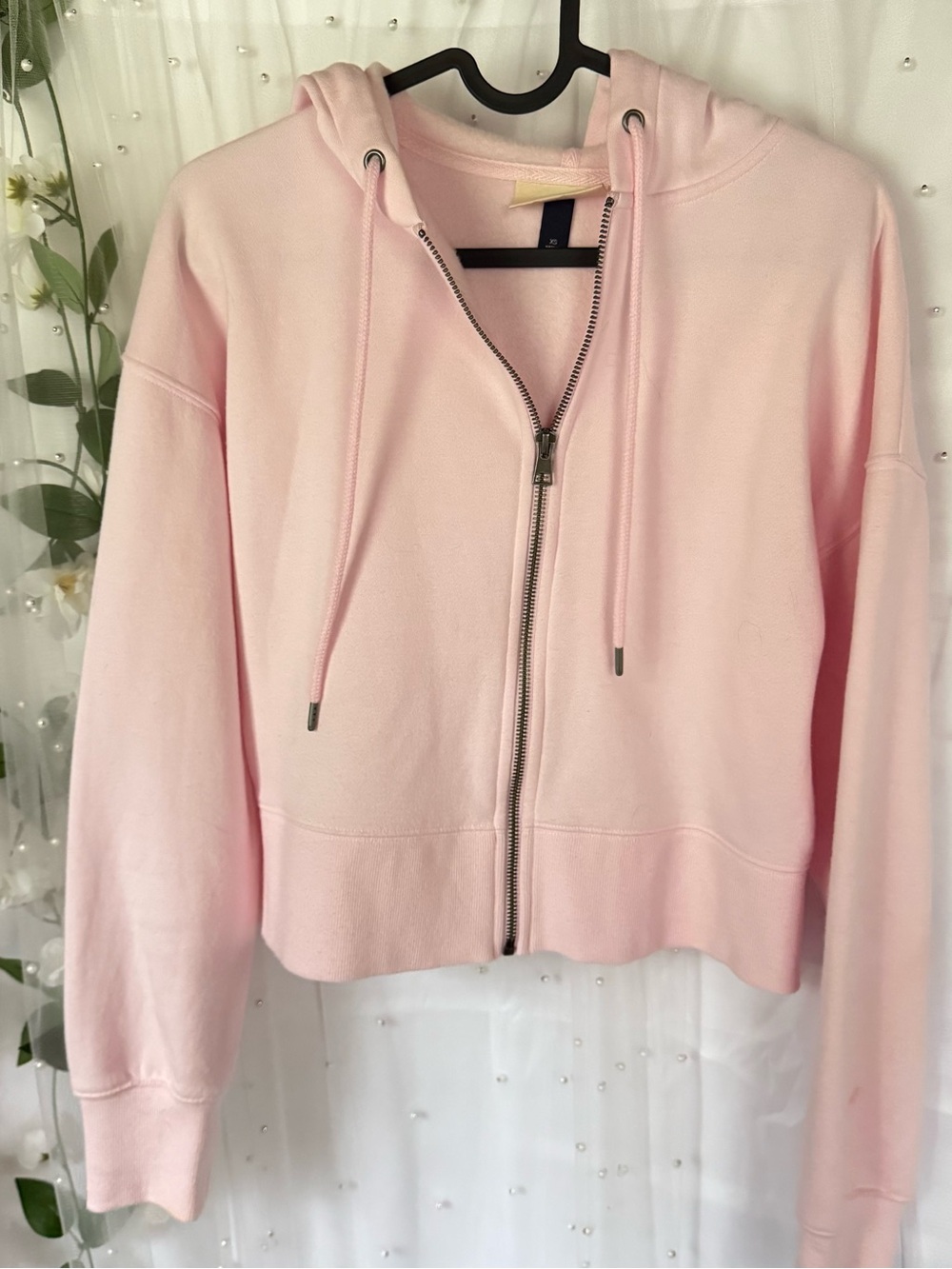 Universal Thread Baby Pink Cropped Full Zip-Up Hoodie